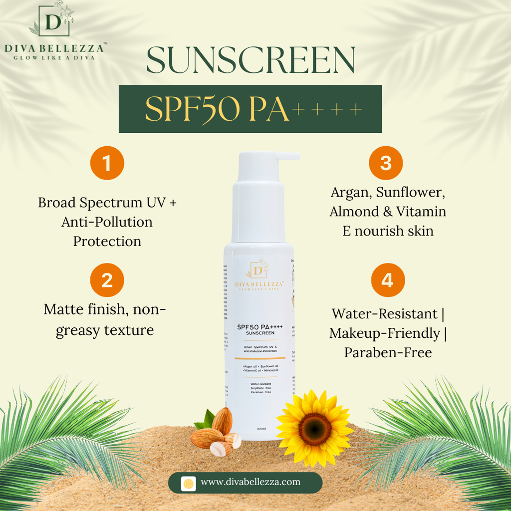 DivaBellezza™  Brightening & Protection Combo | SPF 50 PA++++ Sunscreen + Vitamin C 10% & Hyaluronic Acid Serum