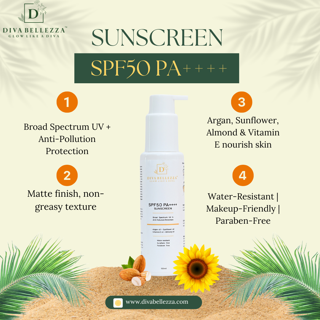 DivaBellezza™  Brightening & Protection Combo | SPF 50 PA++++ Sunscreen + Vitamin C 10% & Hyaluronic Acid Serum